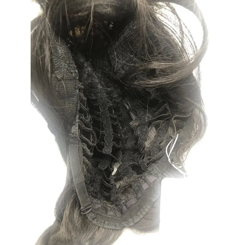 Long Wig with Bangs Hairpiece Synthetic Braided Cosplay Wig Halloween Black READ